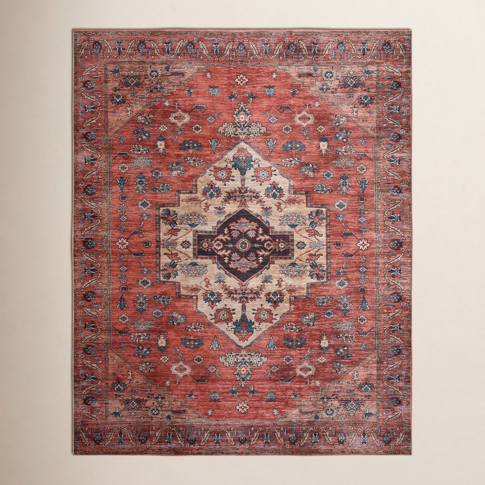 Lisle Rust Multi Washable Oriental Rug, Rectangle 9'2" x 12'