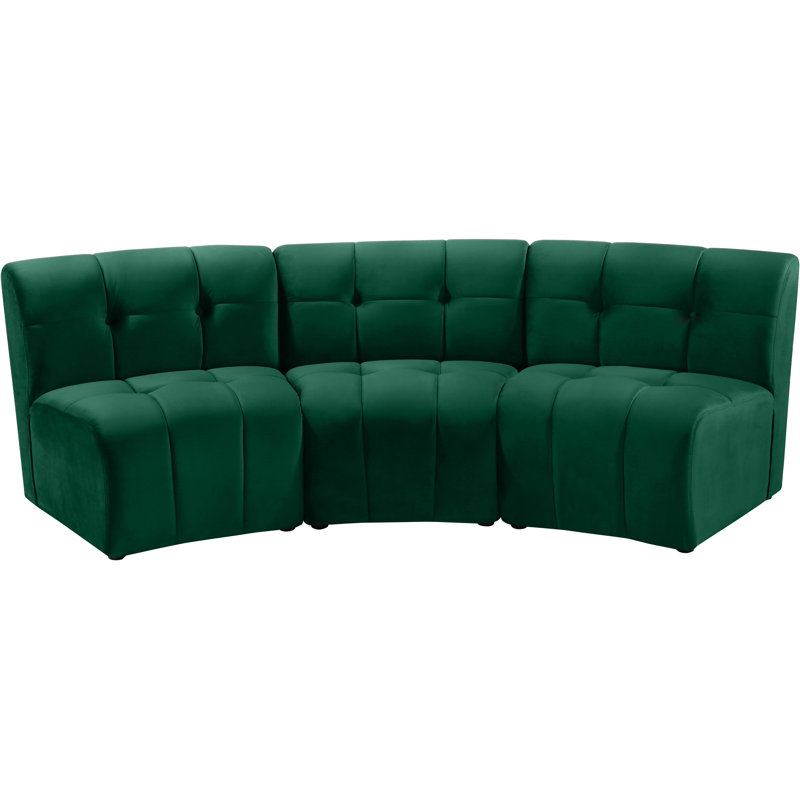 Jedson Velvet Sectional Symmetrical, Green Velvet