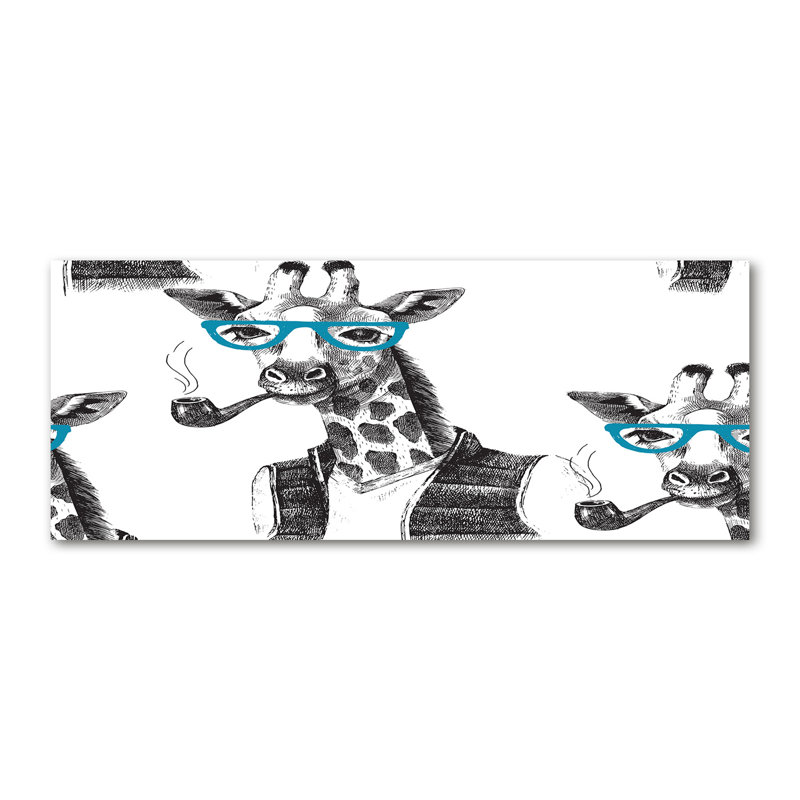 Giraffe With Glasses - No Frame Print on Canvas