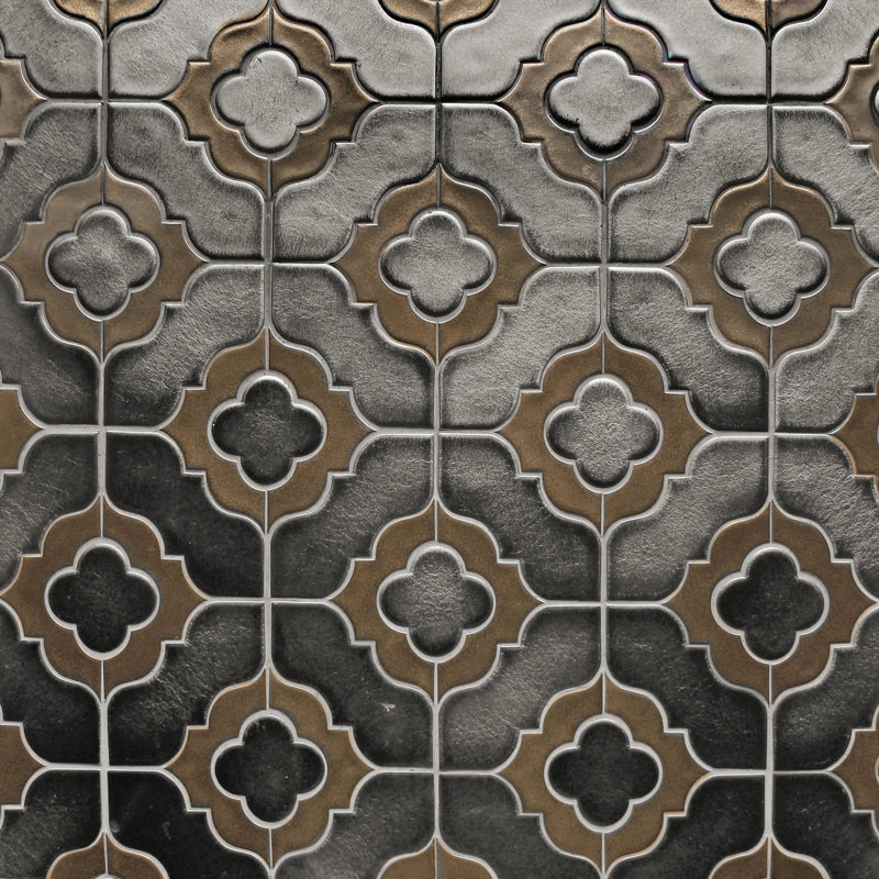 Carreau de mosaïque murale en porcelaine à motif floral brun métallique 6 po x 11 po (0,48 pi2 / pièce)