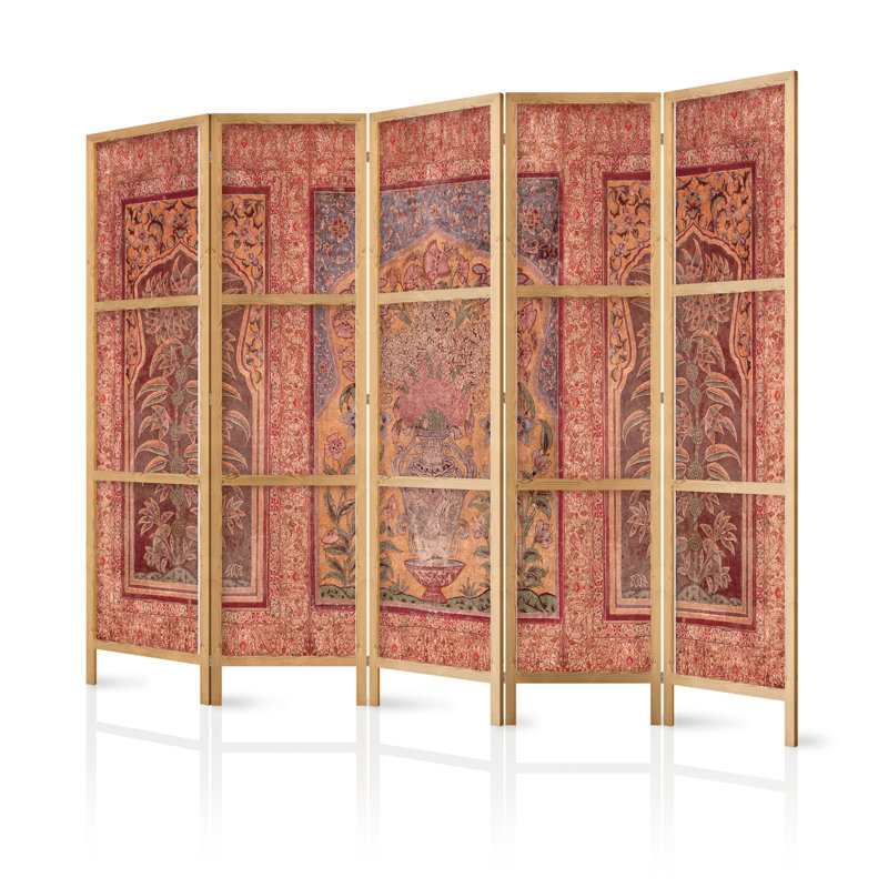 225cm W x 171cm H 5 - Panel Solid Wood Folding Room Divider