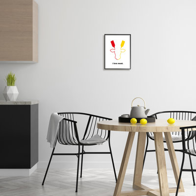 «Ketchup Mustard Bottle I Love Meat Cow Outline» par Atelier Posters - impression