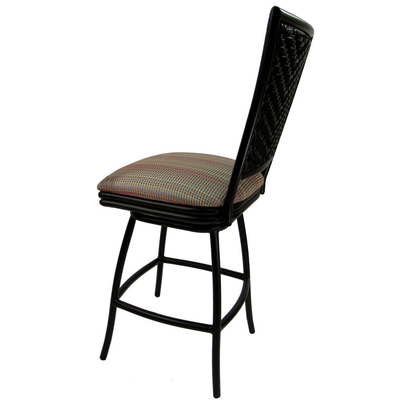 Tabouret 30 "avec coussin, Rayures multicolores, Noir, 34"