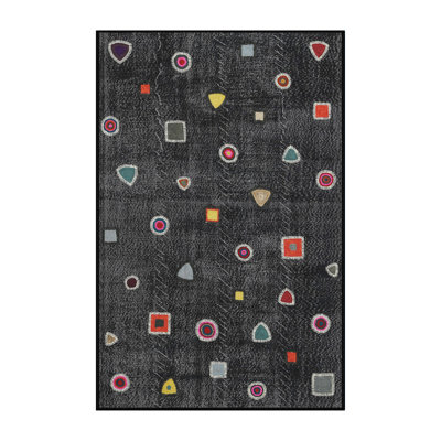 Tapis contemporain noir / rouge