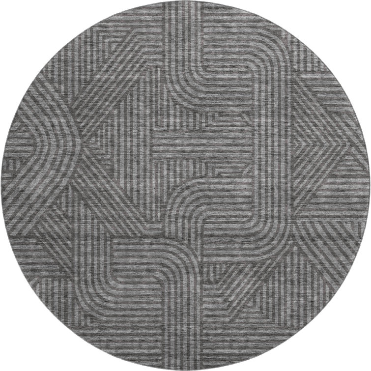 Premium Machine Washable Prisco Charcoal Rug