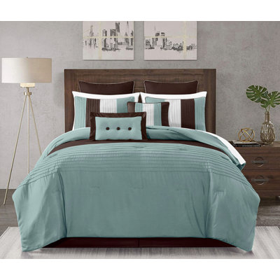 Loft 8-Piece Pleated Stripe Microfiber Comforter Set