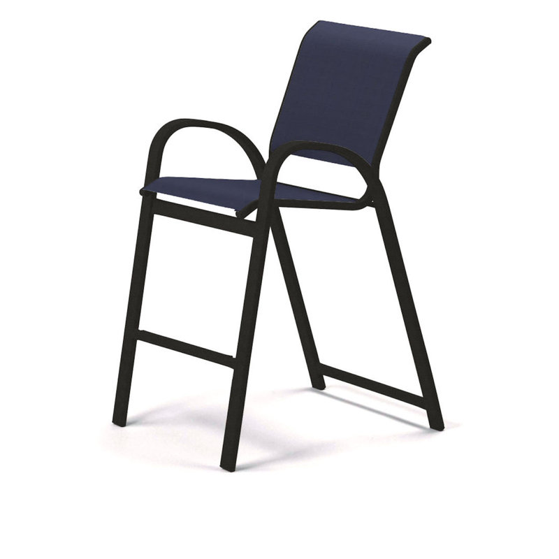 Tabouret de bar Holna, Bleu marine 13D Sunbrella®, Graphite texturé