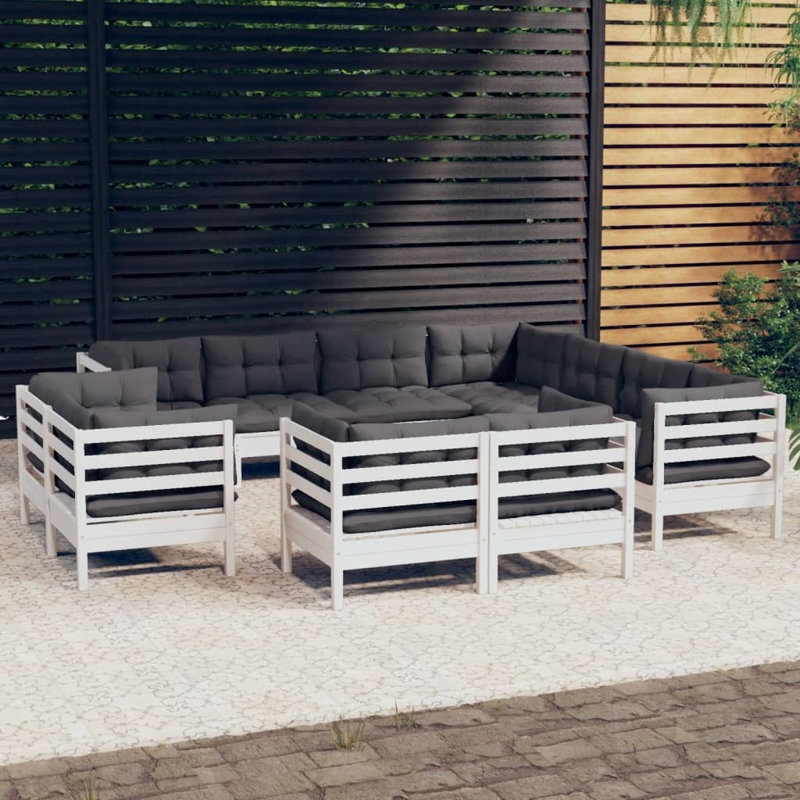 Canapé modulaire d'extérieur réversible avec coussins Krasnoo, 11, Gris, Gris