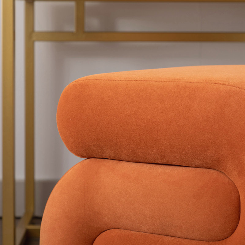 Repose-pieds en tissu avec tabouret de maquillage, Velours orange