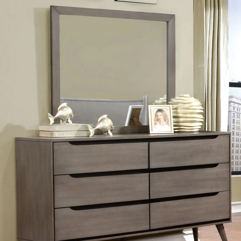 Miroir 40,5 po Mid-Century, Gris