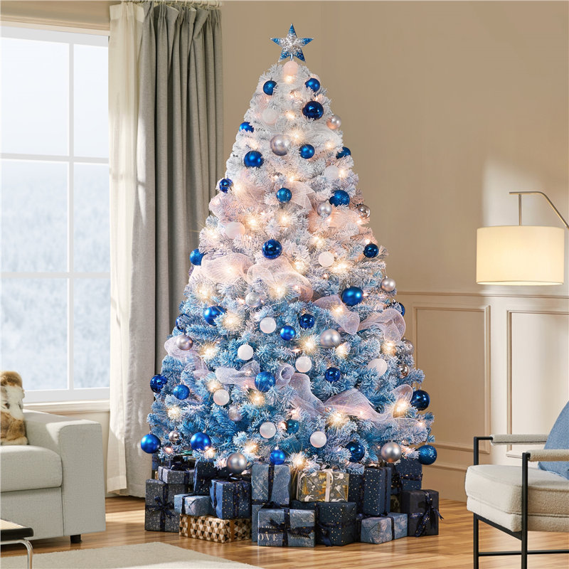 Arbre de Noël artificiel floqué Lake Lake, 7.5', Illuminée