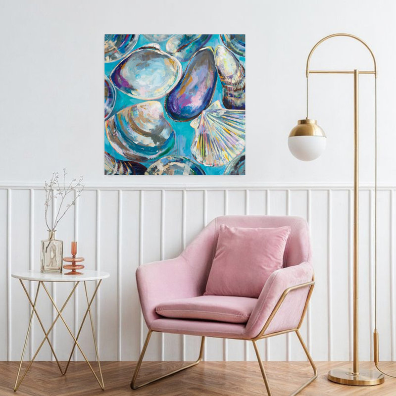 Découverte d'eau salée côtière avec art turquoise, H 32 po x l 32 po