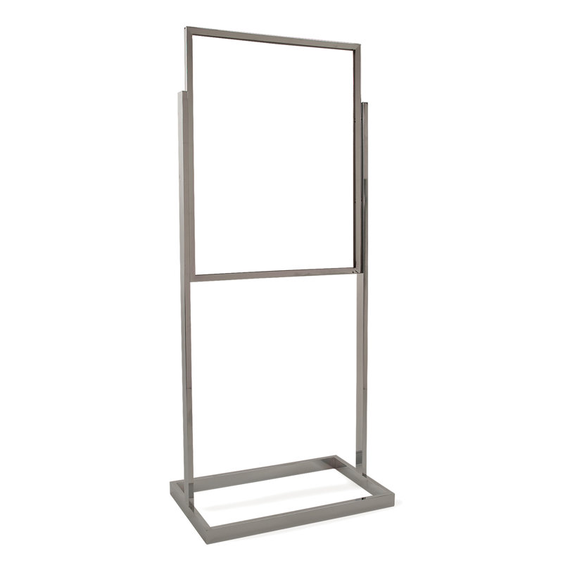 Bulletin Sign Holder with Rectangular Tubing Base, Chrome