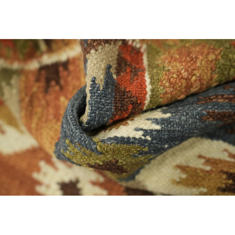 Tapis 100% laine tissé à la main à motif oriental tribal multicolore Southwestern