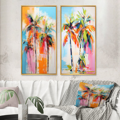 Palmier, art mural, ensemble de 2 toiles - Palmiers