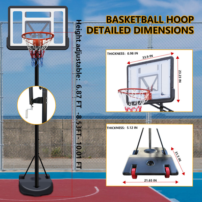 Panier de basketball extérieur ， 6,89-10,01 pi