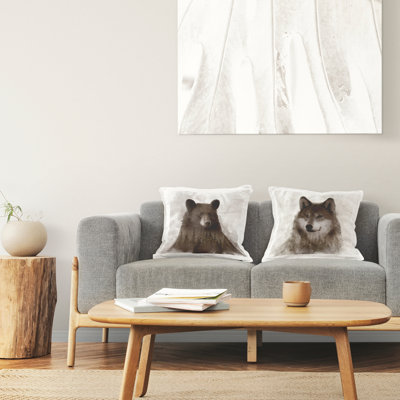 Coussin Rustic Bear and Wolf Portraits