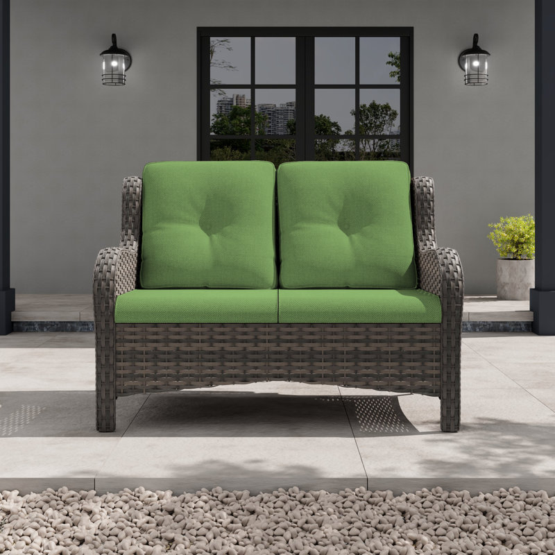 Causeuse d'extérieur Pe Wicker - Siège d'extérieur élégant et confortable, Vert