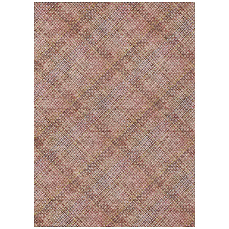 Machine Washable Indoor/Outdoor Chantille ACN2880 Plaid Rug, Pink, 5' x 7'6"
