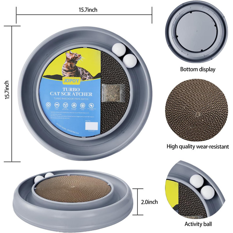 Jeu de boules de chat pour chats d'intérieur, jeu d'exercice interactif rond pour adultes et chaton, Gris