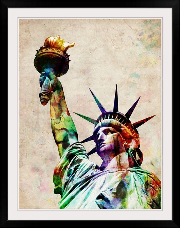 «Statue Of Liberty» par Francy, impression, H 24 po x l 20 po x P 1 po, Cadre noir