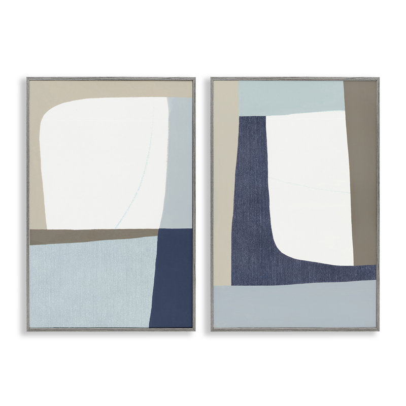 Ensemble de 2 giclées encadrées Minimal Natural Flow, design par Hannah Dawson, Estampe numérique Farmhouse