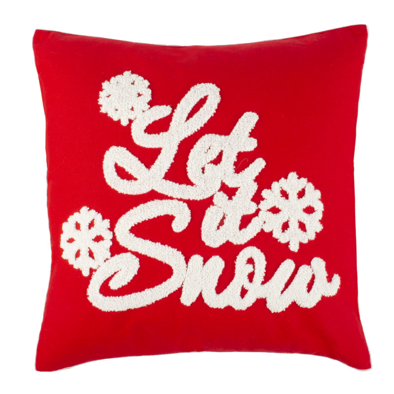 Red and White Polyester Square Holiday Pillow