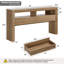 Console Farmhouse 63 po avec 2 tiroirs et tablettes ouvertes - Table d'entrée ou canapé étroite - Mobilier de salon en bois massif - Rangement rustique - Chêne clair-1416347296-1416347308-1416347310