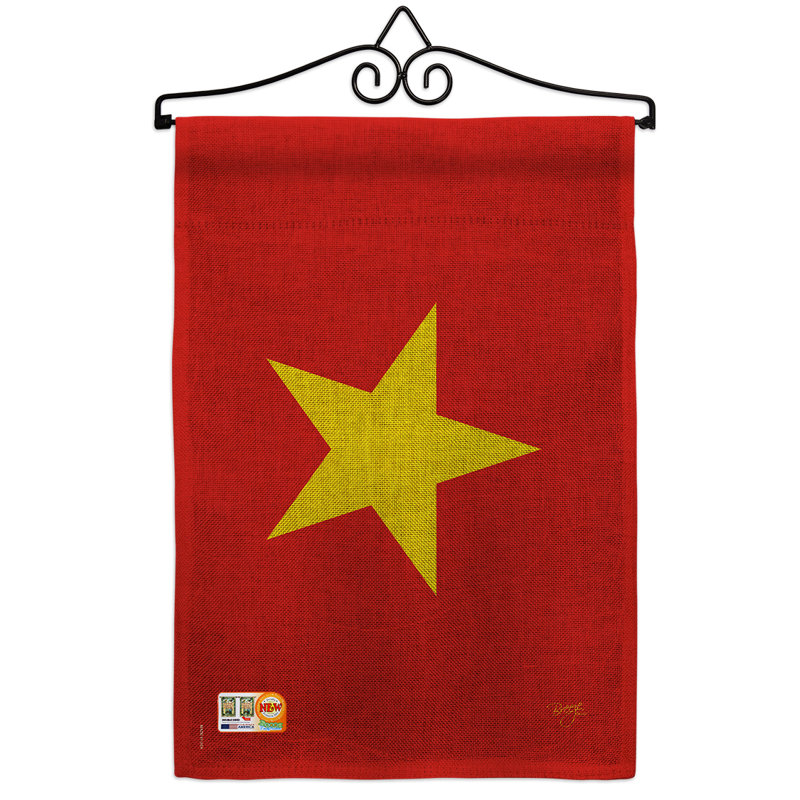 En toile jute à 2 côtés 19 po vietnam drapeau de jardin