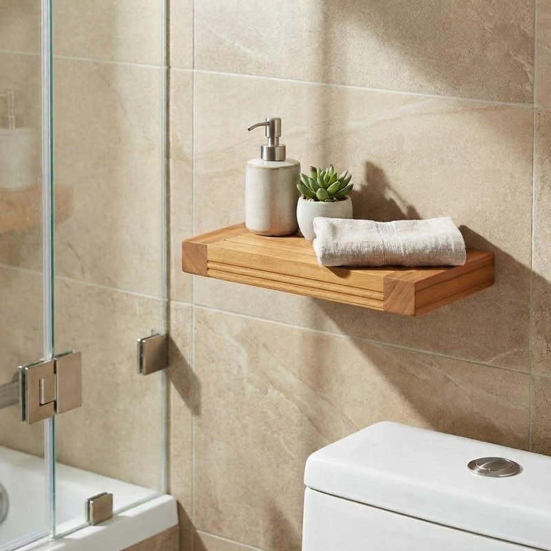Étagère murale flottante en bois massif brun de 30 cm