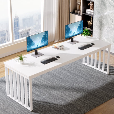 Carren 78.74" W Industrial Manufactured Wood 2-Person Computer Desk