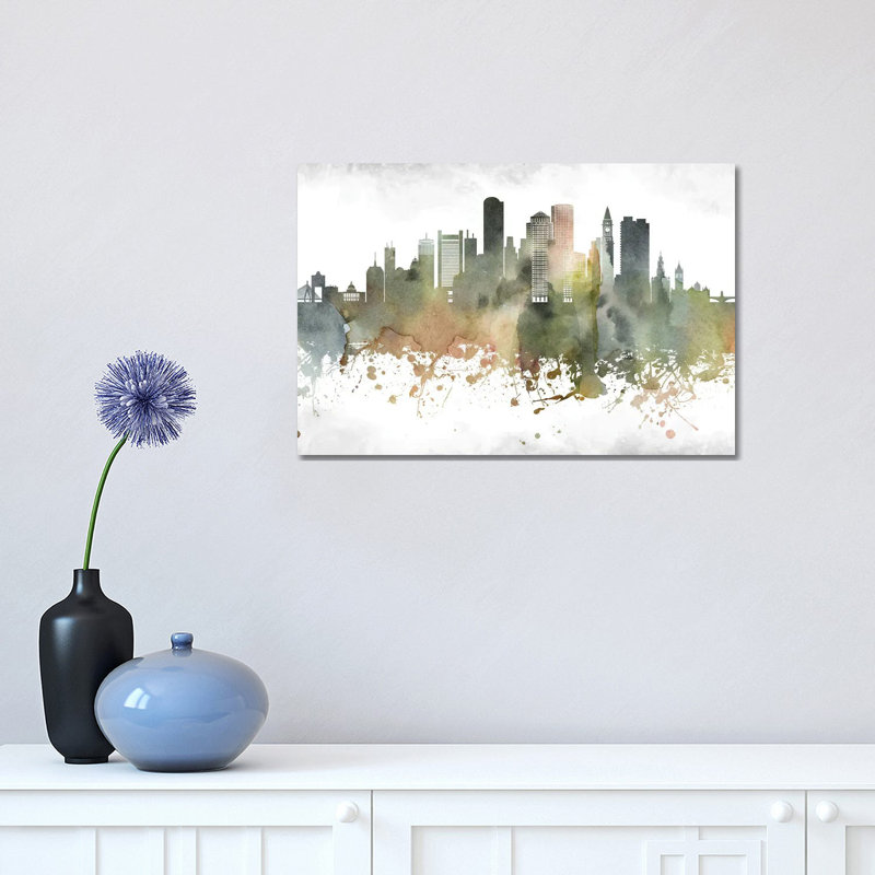 Boston Skyline 1 Piece Wrapped Canvas Wall Art, 30.48cm H x 45.72cm W x 1.9cm D