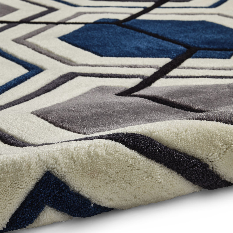 Magheramorne area rug Hand Tufted Rectangle Grey/Navy, Rectangle 120 x 170cm