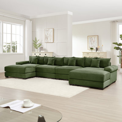 Oversized Cloud Modular U-Shape Sectional Couch with Chaise and 8 Throw Pillows