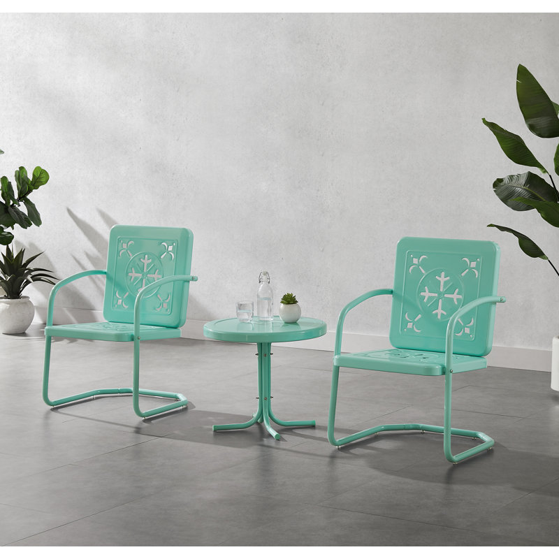 Dadi 3-piece Retro Outdoor Chair Set, Teal
