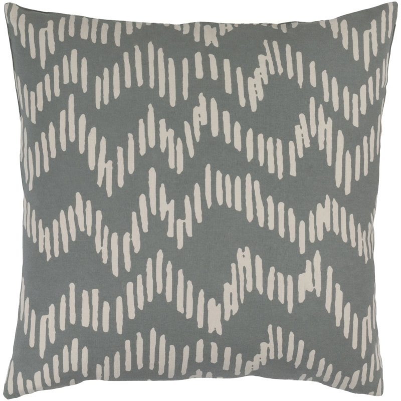 Chevron Cotton Throw Pillow, 22" H x 22" W, Slate/Beige, Polyester/Polyfill