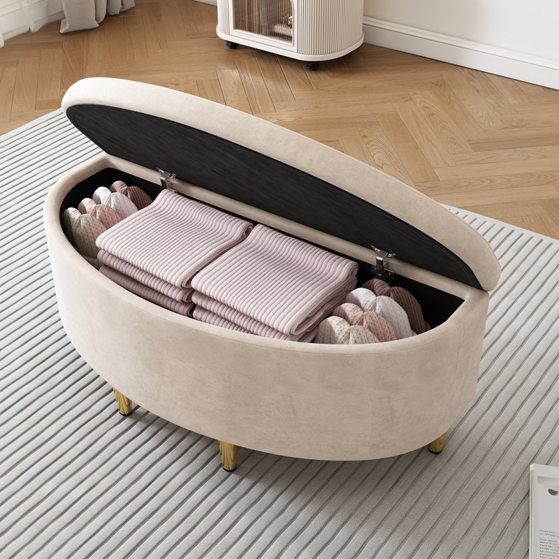 Velvet Upholstered Storage Bench