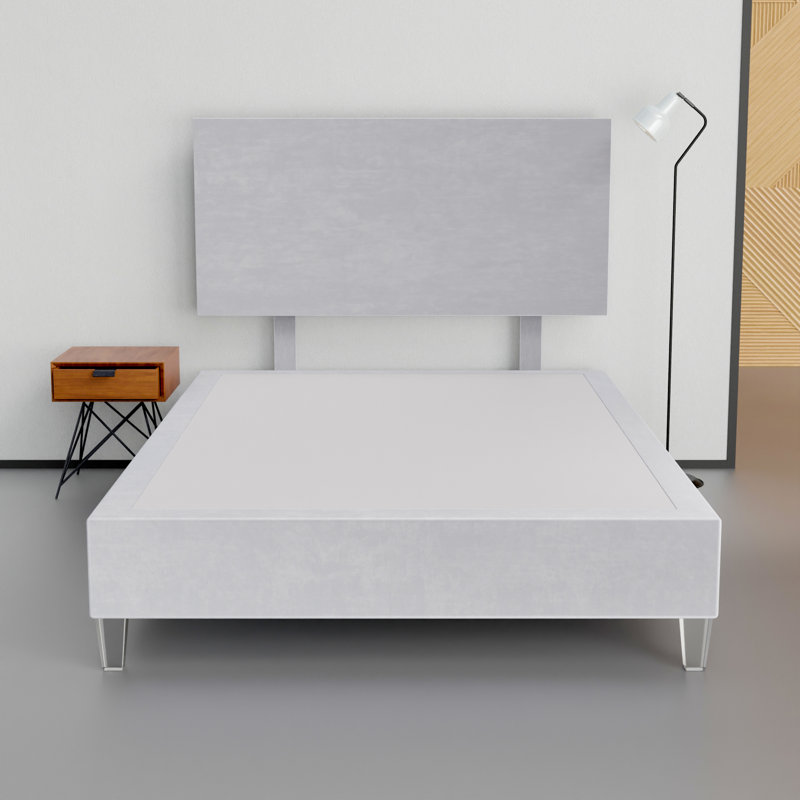 Structure de lit / sommier tapissier en bois de 15 po de qualité supérieure avec tête de lit, pieds en acrylique durables et élégants, options de couleurs multiples