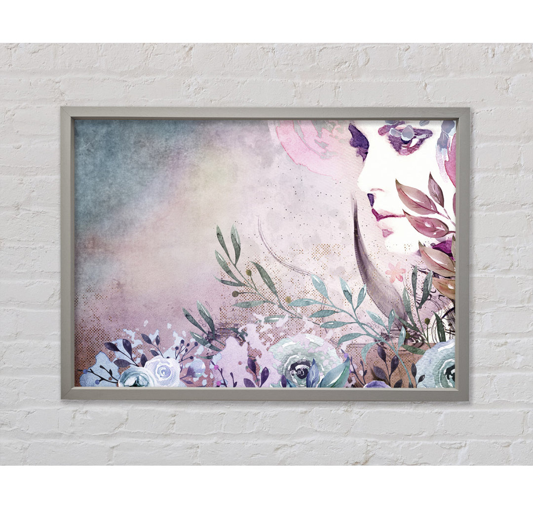 Florales Aquarell Frau - Einzelner Bilderrahmen Kunstdrucke auf Leinwand