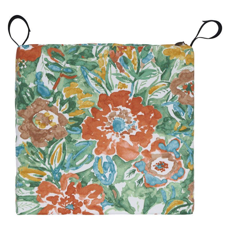 20-Inch By 19-Inch Outdoor Chair Cushion, White/Sun River Mist Floral
