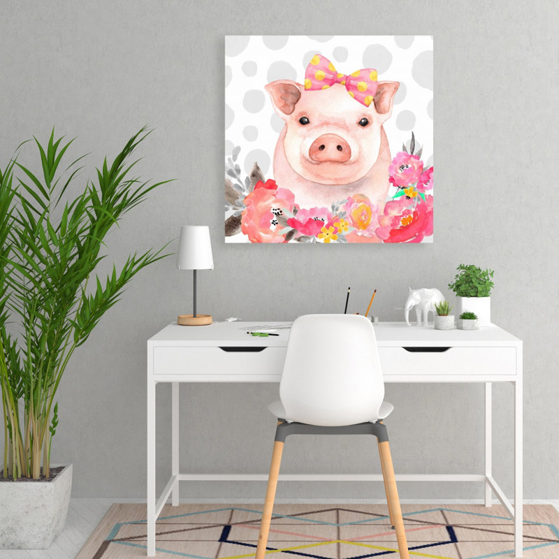 Toile avec un joli cochon de ferme | Mignonne décoration de chambre à coucher