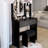 17" Round Led Vanity Table With Cushioned Stool, Big Mirror, 3 - Color Adjustable Brightness , Touch Switch, 2 Ac + Power Sockets, Multi Layer Storage, American Design, Material, 31.5 In Depth, 14.2