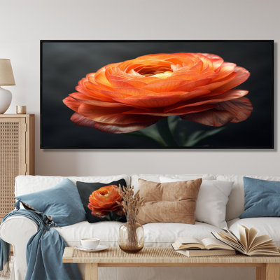 Orange et noir, Renoncule fleuri II - Renoncule, art mural, salon
