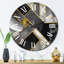 Horloge murale moderne en marbre granit avec touches dorées III-1498144094