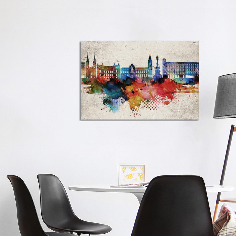 Linz Abstract Skyline by WallDecorAddict - Wrapped Canvas Gallery-Wrapped Canvas Giclée, 101.6 cm H x 66.04 cm W