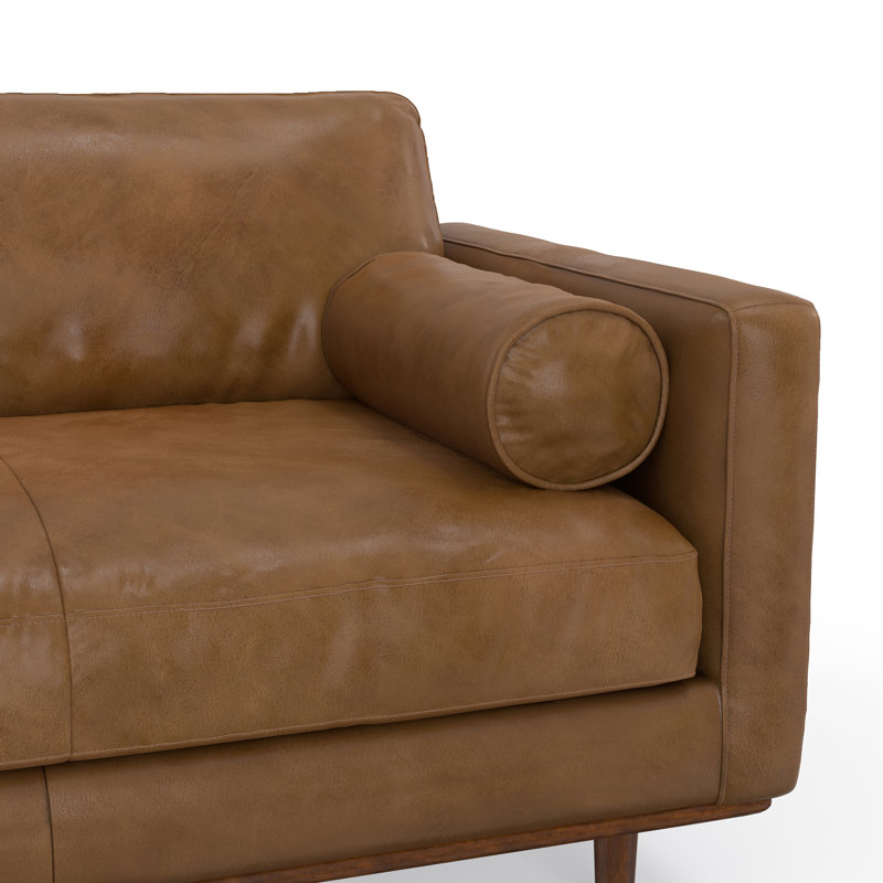 Caramel Brown Leather Left Sectional Sofa with Pillow-top Arm