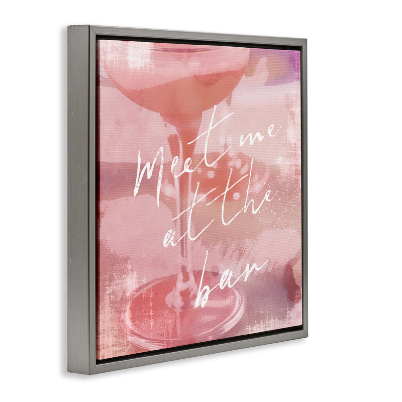 «Meet Me at Bar Martini», art mural gris sur toile flottante par Graffi *ee Studios, H 18 po x l 18 po