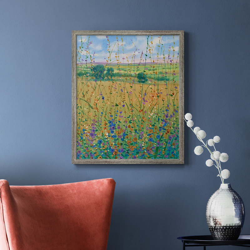 «Wildflower Path I», toile encadrée de qualité supérieure - prête à être accrochée, H 24 po x l 20 po, Argent patiné