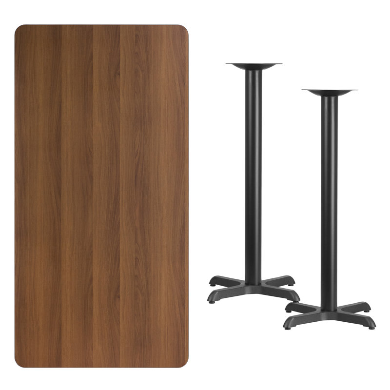 Jacobsen 30'' x 60'' Rectangular Laminate Table Top with 22'' x 22'' Table Height Bases, Pub Table Heigh (43.12" Height