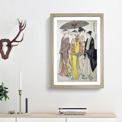 A Lady and Maids by Torii Kiyonaga - Framed Print